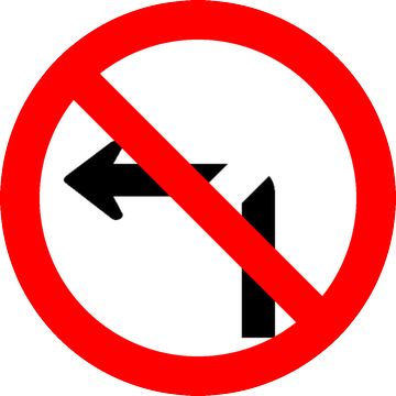 Placa R-4a: Proibido virar à esquerda